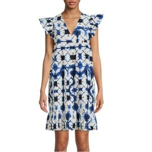 The Get tie dye ikat babydoll dress